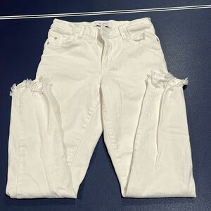 Skinny girl jeans. Womans size 25/0 white tattered ankle